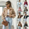 Chaqueta de pana casual europea y americana de otoño/invierno de Amazon con cuello de solapa, mangas tipo linterna, de un solo pecho, chaqueta corta de múltiples botones