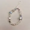 Cordón Azul de Verano para Teléfono Móvil Ins Cadena con Corazón Pequeño Fresco de Playa Colgante de Cámara Cuentas Cortas Decorativas D