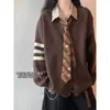 Cardigan de Alta Qualidade Americano Suéter Gola Redonda Masculino Outono Estilo Old Money Preguiçoso Versátil Solto Casual Jaqueta de Tricô