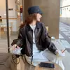 Chaqueta corta de piel sintética para mujer con cuello de solapa, nuevo estilo coreano otoño 2026, chaqueta biker moderna y versátil