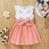 Conjunto de dos piezas para niña, estilo coreano, de verano, de algodón puro, bordado, informal, con cinturón