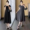 Vestido Maternidad Verano Mujer Celebridad de Internet Cuello en V Moderno Temperamento Cinturón Adelgazante Cubre Vientre Vestido de Corte A Maternidad