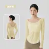 Blusa de Yoga de Alta Qualidade Transfronteiriça para Mulheres Alça em U Costas Bonitas Blusa Esportiva Costas Nuas Sexy Roupa Fitness Mangas Longas