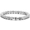 Pulsera de cuentas de turquesa blanca de 6 mm de venta caliente europea y americana, pulsera de letras para pareja para hombre, joyería de estación independiente transfronteriza