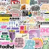 50 Peças de Adesivos Impermeáveis Criativos para TDAH para Decorar Malas, Capas de Celular, Garrafas de Água, Cadernos, Adesivos DIY Atacado
