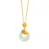 Collar Colgante de Paz de Jade Hotan Serie Diosas de las Doce Flores Plata de Ley S925 Colgante de Jade Incrustado Estilo Chino Nuevo Cadena para Clavícula