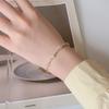 Caraini plata s925 estilo frío cuentas redondas pulsera de esmalte de bambú plata esterlina estilo ins pulsera de cuentas al por mayor