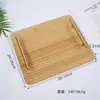 Bandeja de Bambú Estilo Japonés con Asa de Madera, Bandeja de Té Creativa de Madera Maciza con Patrón de Ondas para Restaurantes y Hoteles, Bandeja de Bambú para Almacenamiento de Snacks en Sala de Estar del Hogar
