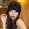 Gorro de Invierno de Punto con Lentejuelas Y2k para Mujer 2024 Nuevo para Principios de Otoño Estilo Chanel Pequeño Gorro Baotou Muestra la Cara Gorro de Pila Pequeño