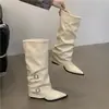 Botas de tacón grueso de tacón alto de tubo alto para mujer 2026 nuevo de primavera y otoño punta fina tacón de bloque botas largas botas para pantalón botas de montar