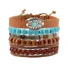 Pulseira Árvore da Paz Estilo Europeu e Americano Transfronteiriça Conjunto de Várias Peças Pulseira de Contas de Madeira Vintage Simples Masculina Empilhável Personalizada