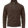 Sudadera de Moda Versátil con Cuello Alto y Media Cremallera de Manga Larga para Hombre, Parte Superior de Forro Polar, Transfronteriza de Amazon