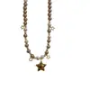 Colar com Pingente de Estrela Colorida Dourado Retrô para Mulheres, Moderno e Versátil, Acessório de Corrente para Clavícula com Contas Doce e Descolado