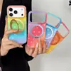 Funda de teléfono de color degradado con estrella pequeña dorada adecuada para Apple 18 Pro Max con soporte magnético, 16/17 para mujer, 15 Pro