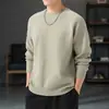 Suéter de malha masculino L-8XL, gola redonda, caimento solto, casual, versátil, moderno, manga longa, cor sólida, top básico, plus size