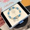Popular Pulsera Serie Azul con un Fresco Estilo Oceánico, Versátil y Elegante Pulsera Estilo Palacio Cola de Pez Cadena de Cuentas Regalo para Estudiantes