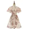Vestido de Hada Floral con Pedrería de Lujo Nuevo de la Marca Australiana Z para Mujer, Vestido Corto de Seda y Lino Ajustado con Cinturón