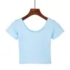 Camiseta Feminina Curta de Manga Curta, Estilo Coreano, Lisa, Justa, Expondo o Umbigo, Top Curto de Cintura Alta, Camiseta Curta