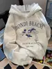 Sudadera con capucha deportiva para mujer de talla europea transfronteriza con gráfico de surf australiano Bondi Beach ES