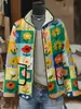 2025 Estación Independiente Temu Nueva Moda para Mujer Chaqueta de Algodón Plisada Estampado Digital Floral Chaqueta de Algodón para Mujer