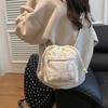 Bolso bandolera con cadena y bordado de rayas arcoíris, informal, sencillo, de tela, 2024