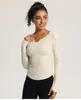 Ropa de yoga transfronteriza europea y americana para mujer, camiseta deportiva de manga larga ajustada de una pieza con cuello en V, ropa de fitness para correr que ciñe la cintura