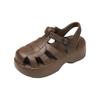 Sandalias romanas para mujer 2024 nuevas sandalias y pantuflas de verano para exterior de suela gruesa con punta cubierta y orificios zapatos deportivos al por mayor