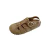 Sandálias Retro com Sola Grossa e Biqueira Fechada Femininas Verão Uso Externo 2026 Novas Versáteis Sapatos Romanos de Praia Femininos para Combinar com Saias Sapatos de Porco