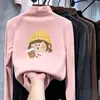 Camiseta térmica para niña con forro de forro polar, estilo otoño e invierno, cuello semi-alto, capa interior gruesa y cálida, camiseta de manga larga para niños con acabado cepillado