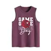 Amazon eBay sitio independiente moda versátil holgado talla extra mujer día de partido rojo camiseta sin mangas de baloncesto para comercio exterior