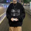 Moletom Americano Retro Pesado de Manga Longa Estampado Oversize High Street Masculino Tendência Solto Gola Redonda Sem Capuz Roupas de Veludo