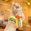 Llavero Colgante Creativo y Práctico de Hamburguesa con Papas Fritas Simulación Dibujos Animados Lindo Pegamento Suave Llavero de Pizza Adornos Colgantes Decorativos