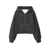Sudadera con capucha nueva para otoño e invierno 2026, con una mezcla de tela de algodón y seda de leche, cuello cruzado, cierre de cremallera y un diseño casual de color liso