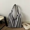 2026 Verão Casual Tecido Listrado Doce Laço Bolsa de Ombro Único Versátil para o Trabalho Moda Bolsas Femininas de Ombro Cruzado Comércio Exterior