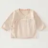 Camiseta de medio cuerpo para bebé, algodón de color sin costuras para recién nacidos, adecuada para primavera y otoño, ropa ajustada estilo monje para bebé, top Clase A para recién nacidos