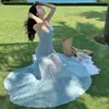 Vestido Elegante de Malla con Parches de Lentejuelas, de Tirantes Finos, sin Mangas, Ajustado, de un Solo Hombro, Color Sólido