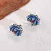 Brincos de Argola Femininos Esmaltados Étnicos Lótus Simples Versáteis Estilo Chinês Transmissão ao Vivo Retro Cloisonné com Pingente de Fecho Atacado