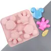 Luvas de Mouse Azul de 4 Peças Molde de Bolo de Silicone Molde de Decoração de Chocolate Molde de Pão Artesanal Assar DIY