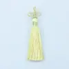 Borla de Tres Hojas de Poliéster 8cm Colgante de Accesorio DIY Estilo Antiguo Ropa Bolsita Tejida Borla Pequeña