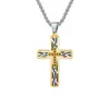 Serie de ondas de agua de diseño original transfronterizo colgante cruzado biselado tridimensional joyería de colgante de acero de titanio para hombre