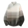 Nuevo Suéter de Punto con Media Cremallera para Hombre 2026, Jersey Holgado de Rayas con Degradado de Color, Chaqueta Casual de Otoño e Invierno