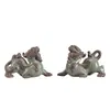 Nuevo Adorno de Mascota de Té de Cerámica Estilo Chino Kiln Ge de la Suerte Pixiu, Pieza Exquisita Adecuada para Cuidar, Decoración para Mesa de Té con Agrietamiento, Ceremonia del Té, Juego de Té