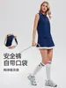 Caijue Traje de Tenis de Bádminton y Golf para Mujer, Top sin Mangas con Cuello Polo, Falda Plisada de Cintura Alta, Conjunto de Dos Piezas