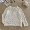 Camiseta Polo de Manga Larga con Estampado de Estrellas Coloridas de Otoño para Niñas FHW, Top Versátil de Moda con Cuello de Muñeca para Primavera y Otoño
