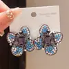 Brincos de Flor Borboleta com Zircônia Estilo Luxo Leve Agulha de Prata, Brincos Franceses Exquisitos Retrô da Moda, Brincos de Nicho de Alta Qualidade