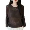 Suéter de tricô redondo com mangas compridas e lantejoulas para mulheres, estilo despojado, transfronteiriço, nova coleção outono/inverno, solto e moderno, suéter leve para usar como base