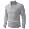 Novedad Otoño e Invierno para Hombre Suéter de Punto con Media Cremallera y Cuello Alto Cableado Estilo Europeo y Americano para Hombre Top Térmico Base