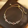 Pulsera de Zirconia Dopamina con Forma de Gota de Agua para Mujer, Elegante y Exquisita Pulsera para el Día a Día, Lujo Ligero, Sensación de Alta Gama, Diseño Único