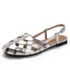 Sandalias Romanas de Verano 2026 para Mujer, Tejidas Huecas Transpirables Ligeras, Diseño Maestro, Cuña Baja, Planas, Punta Redonda, Punta Cerrada