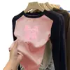 Nueva Camiseta de Manga Larga con Retazos para Niñas Otoño e Invierno Versátil De Rong Base Cepillada para Niños Cuello Redondo Ropa Interior